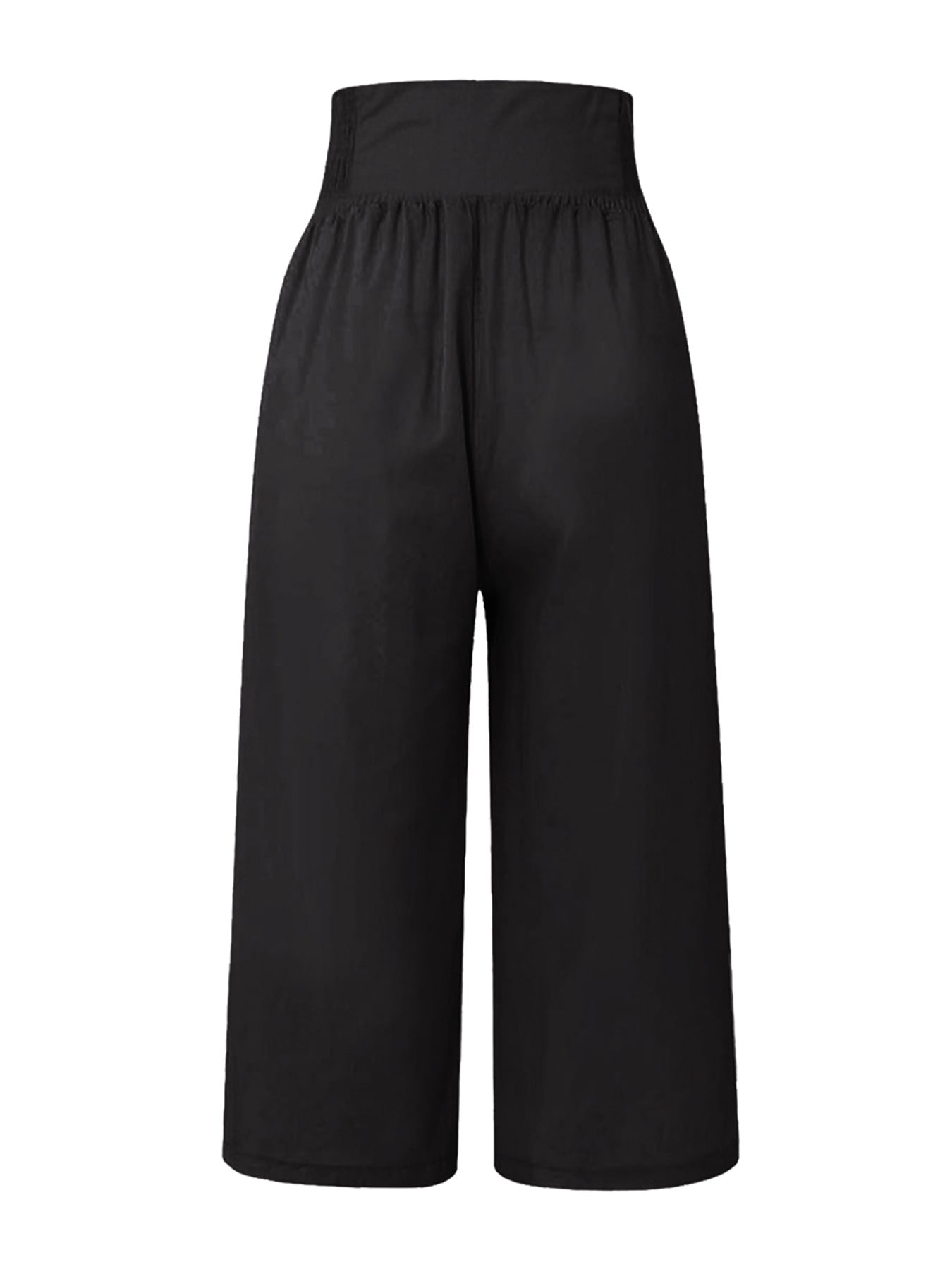 Women's Cotton And Linen Solid Color Buttons Loose Casual Cropped Pants view 20