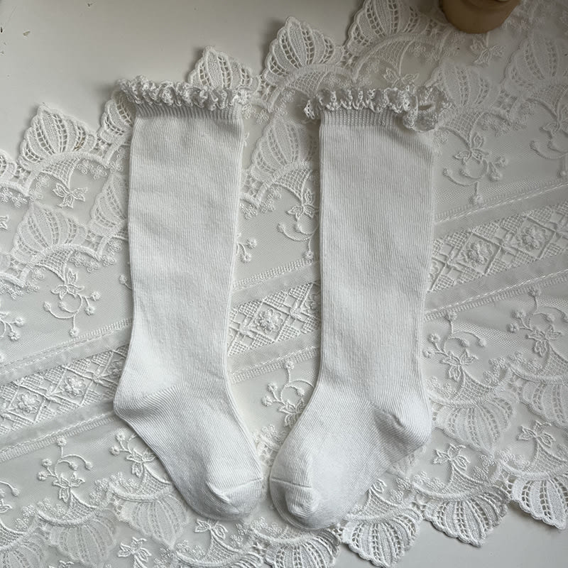 Mid-calf Lace Combed Cotton Baby Socks view 2