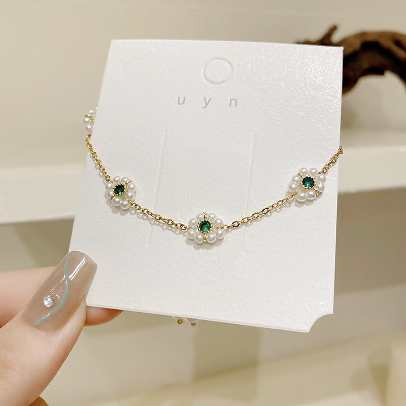Pearl Flowers Bracelet All-match Fashion Adjustable Chain Bracelet view 3