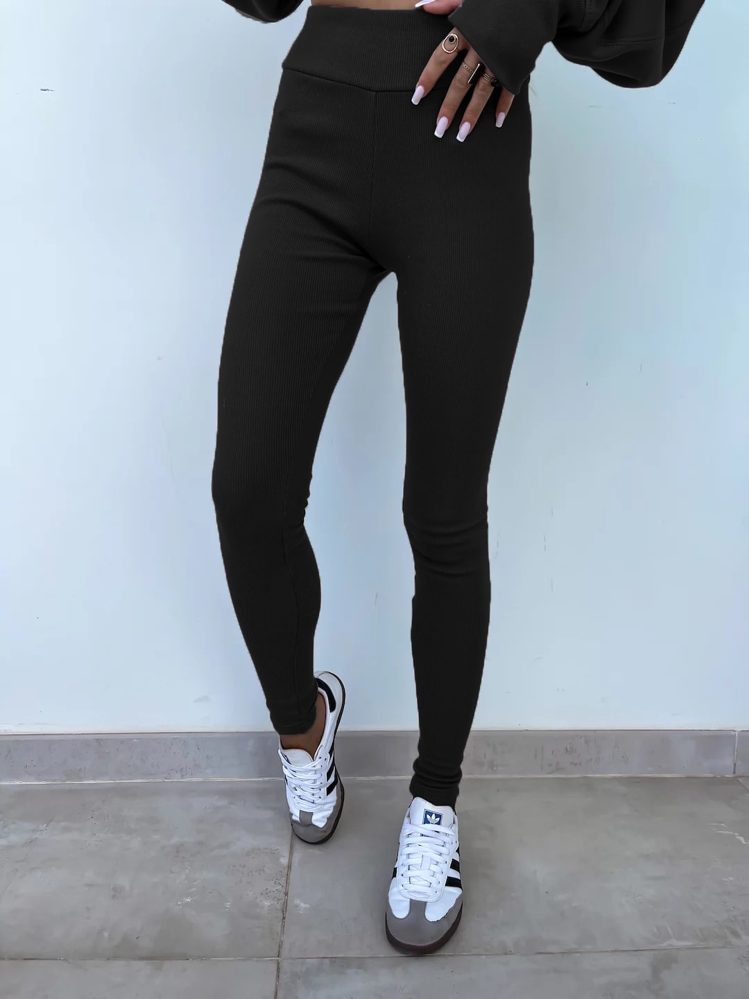 Sweater Suit Women's Casual Loose Long Sleeve Crew Neck Split Top Tight Trousers view 10