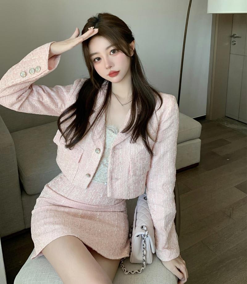 Socialite Style Tweed Long Sleeve Suit Ladies view 3