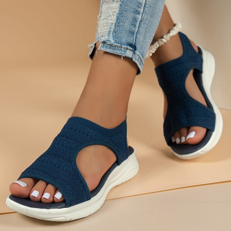 Women's Flyknit Sandals Hollow Peep-toe Roman Shoes view 11