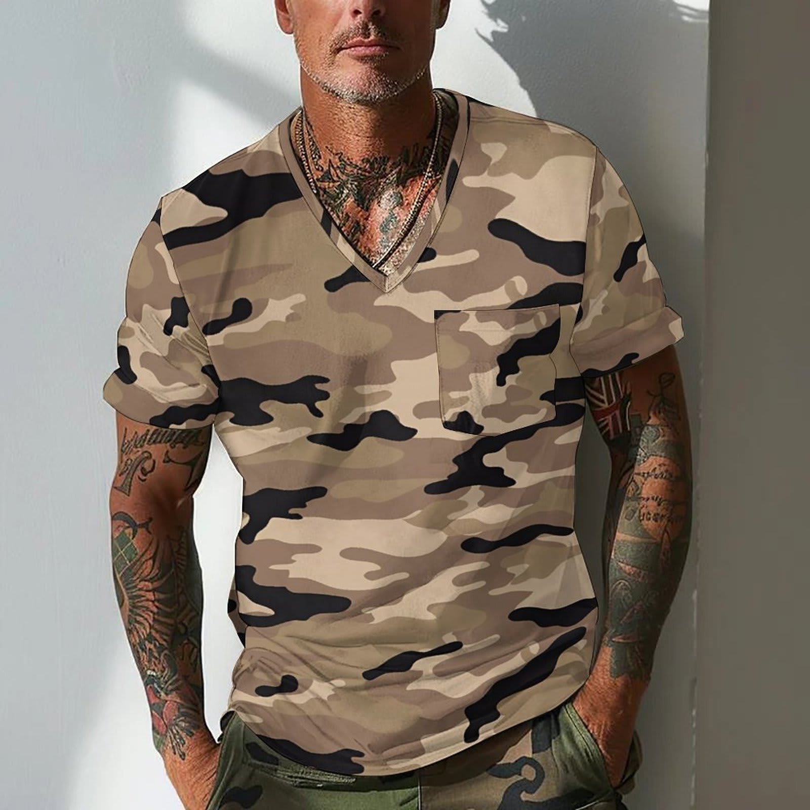 Summer Men's Design Camouflage Breathable Loose Fashion Short Sleeve view 6