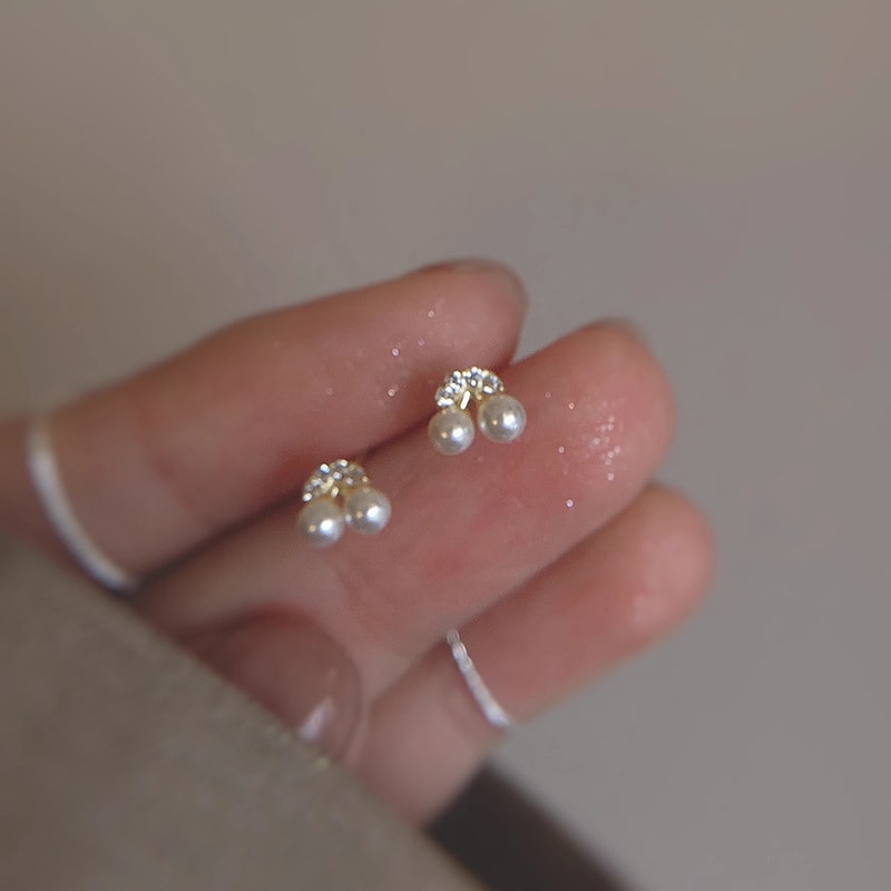 Small And Exquisite Cherry Earrings Women's Imitation Pearl view 6