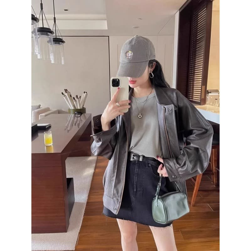 Women's Loose Slimming Motorcycle Jacket Cardigan view 6