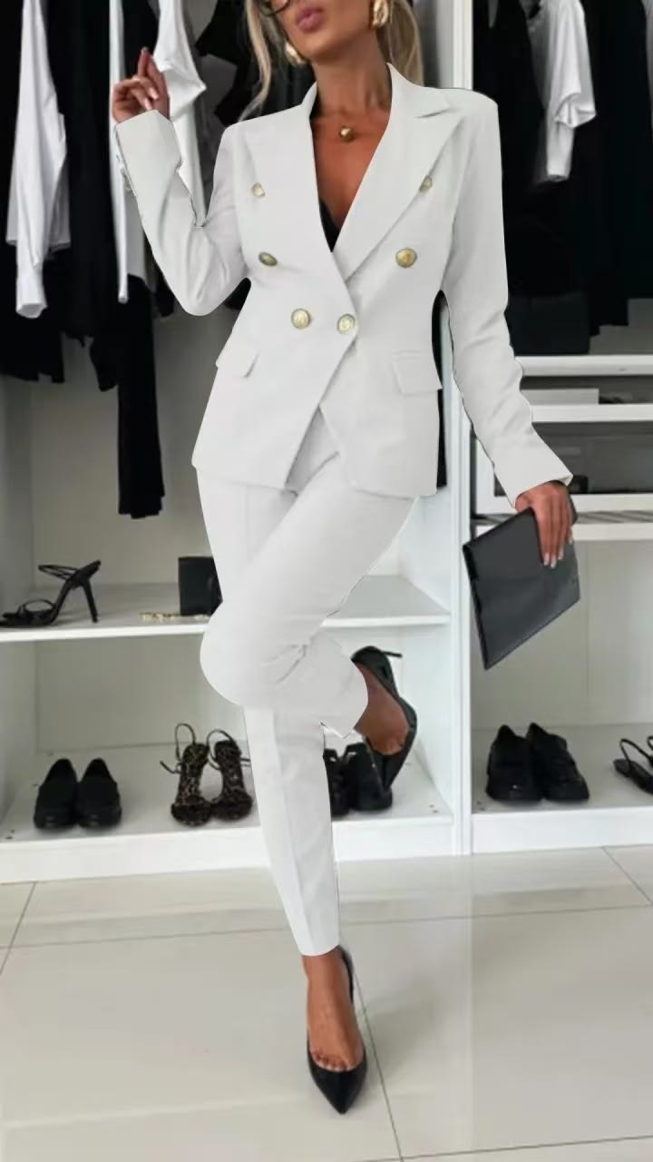 New All-matching Casual Suit Lapel Button-down Jacket And Slim-fit Trousers For Women's Office Business Set Clothing view 8