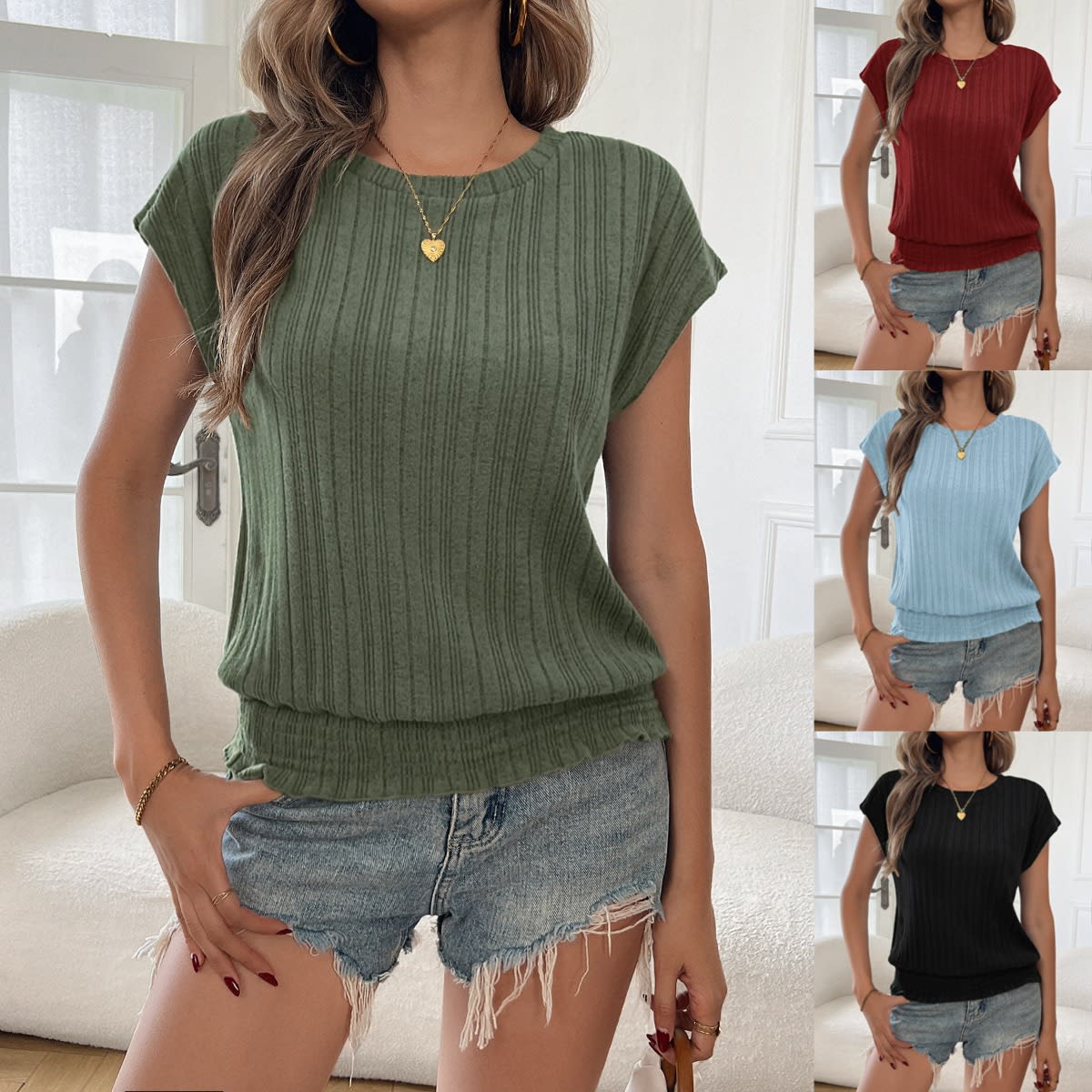 Women's Round Neck Short-sleeved T-shirt view 6