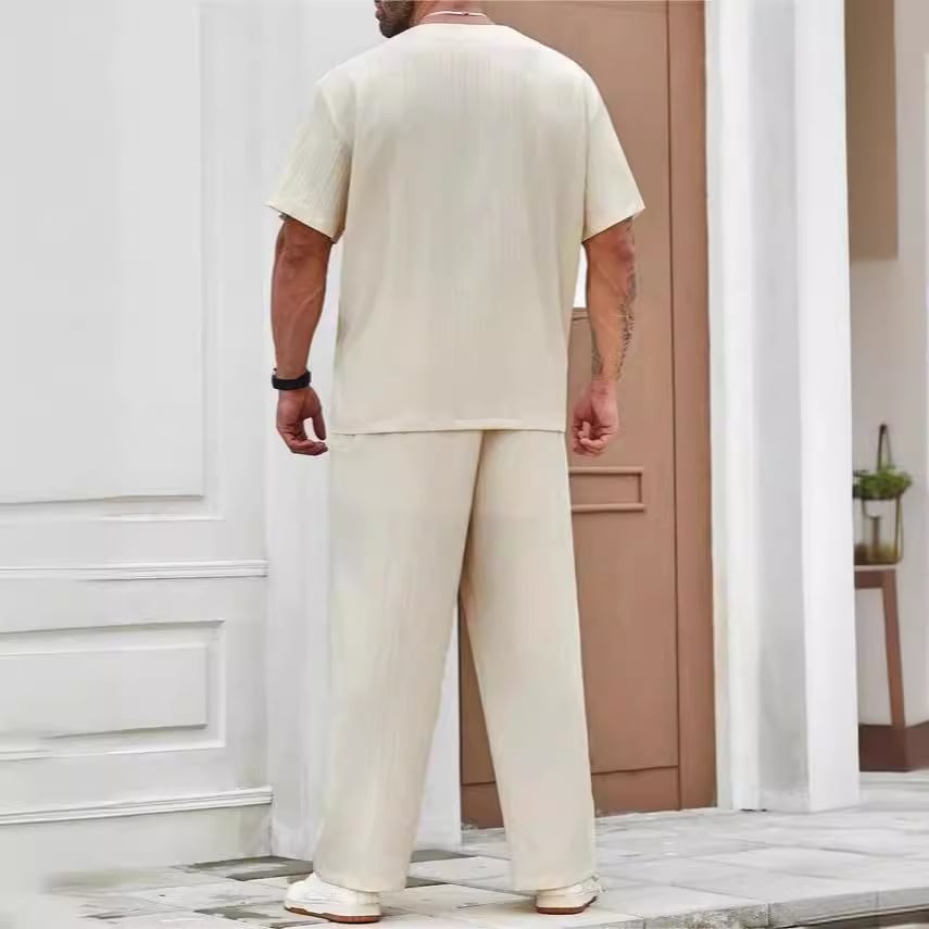 Men's Commuter Suit Casual Solid Color Short-sleeved Trousers view 3