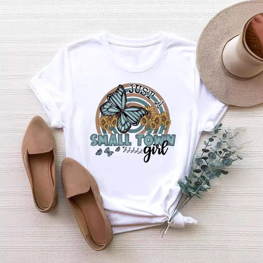 Women's Fashion Printing Short Sleeve T-shirt Top view 8
