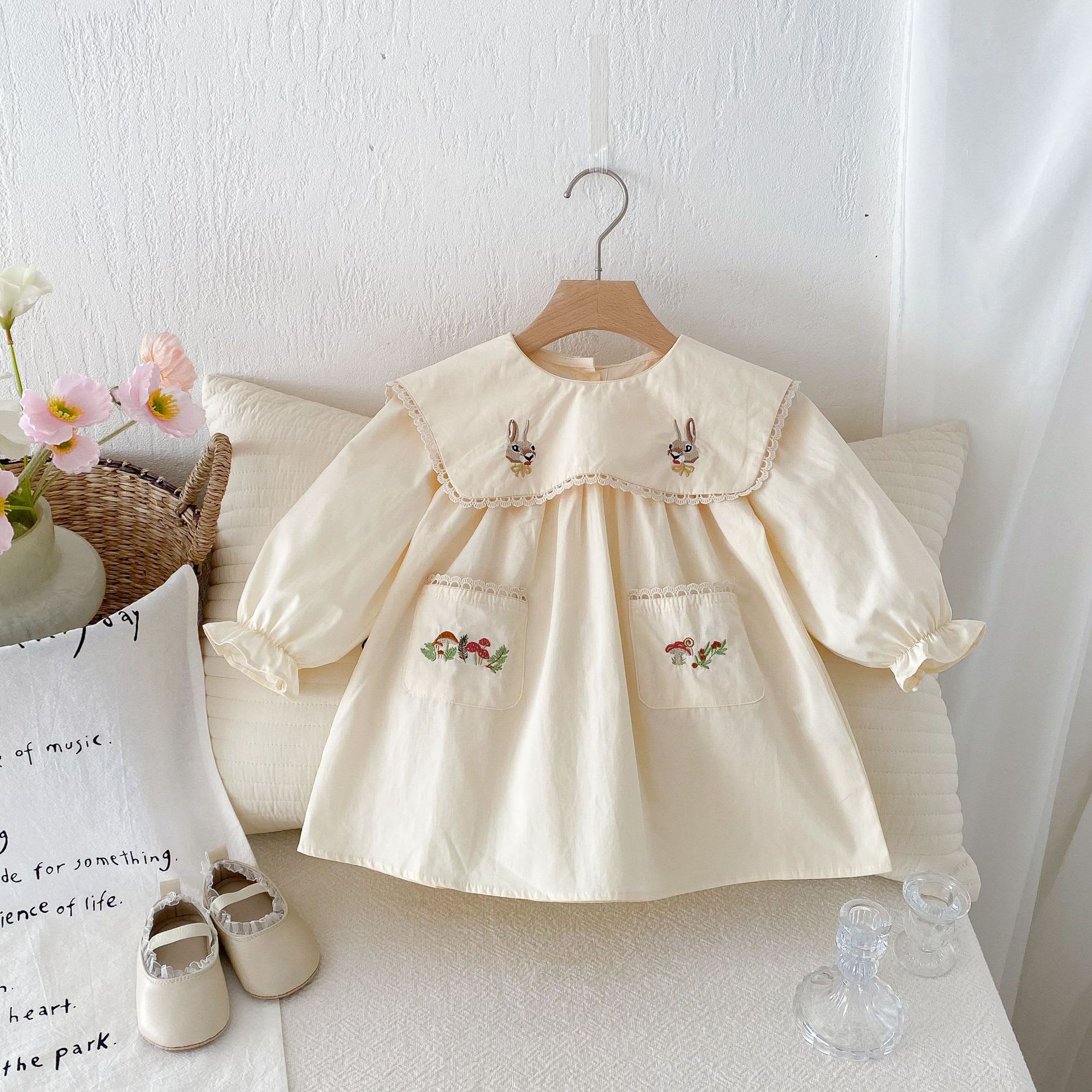 Cartoon Rabbit Embroidery Korean Girls Dress view 6
