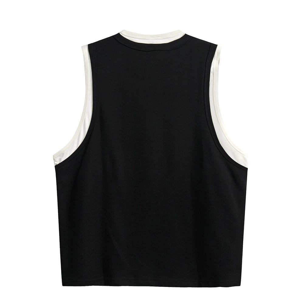 Fake Sports Vest Casual Letter Embroidered Loose Top view 3
