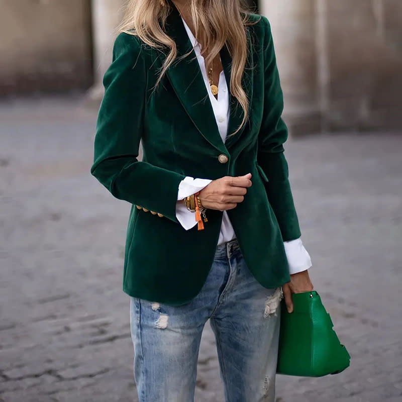 Velvet Lapel Casual Suit Business Fashion Slim Single-breasted Jacket Outwear Clothing For Women view 21
