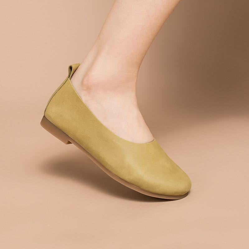Women's Cowhide Solid Color Slip-on Flat Shoes view 6