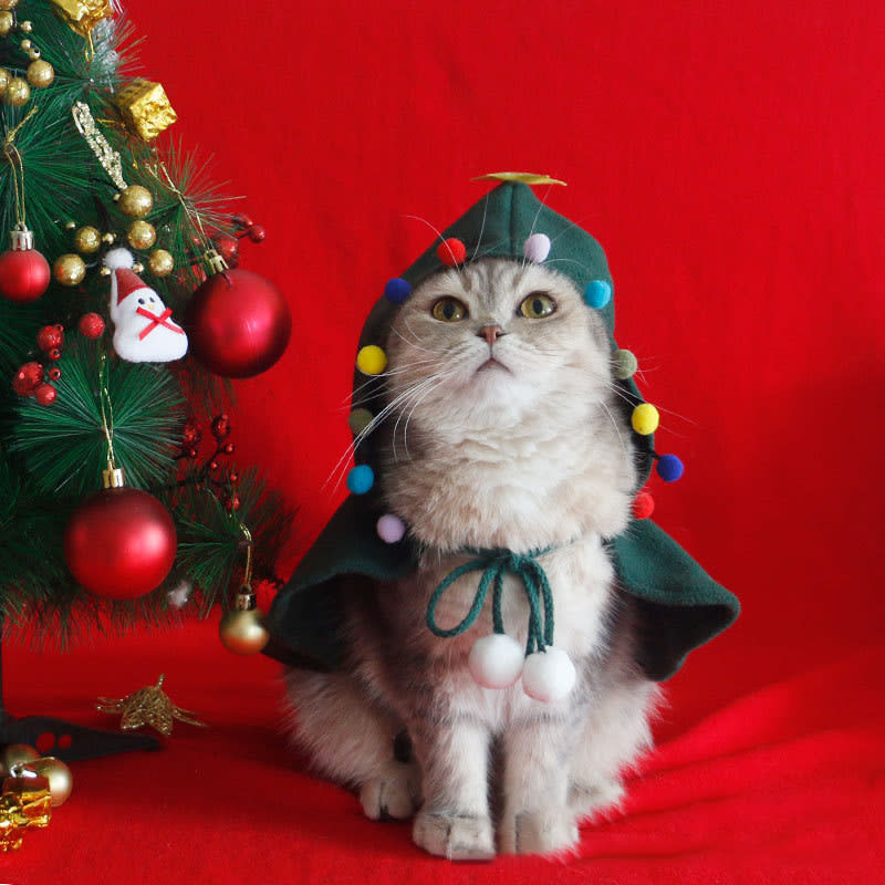 Pet Christmas Cloak Cat Dog Supplies Winter Warm Shawl Cloak view 2