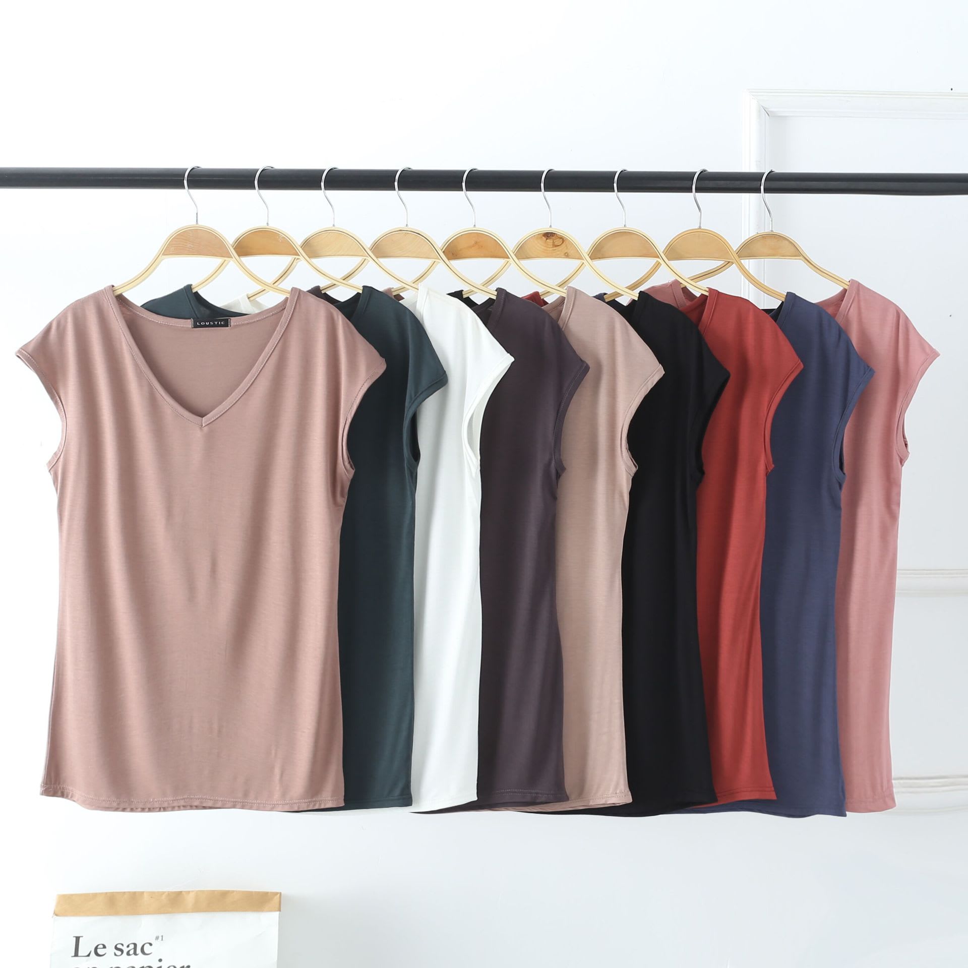 Solid Color And V-neck Sleeveless Loose Women's T-shirt Casual Bottoming Shirt Inner Wear Blouse view 3