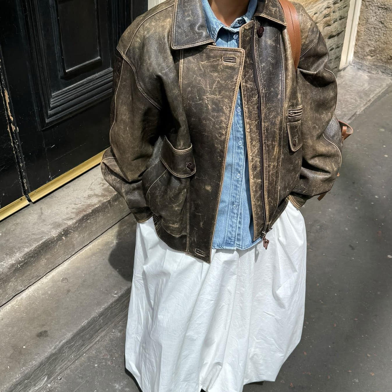 Jacket Coat Retro Washed Brushed Brown Distressed view 4