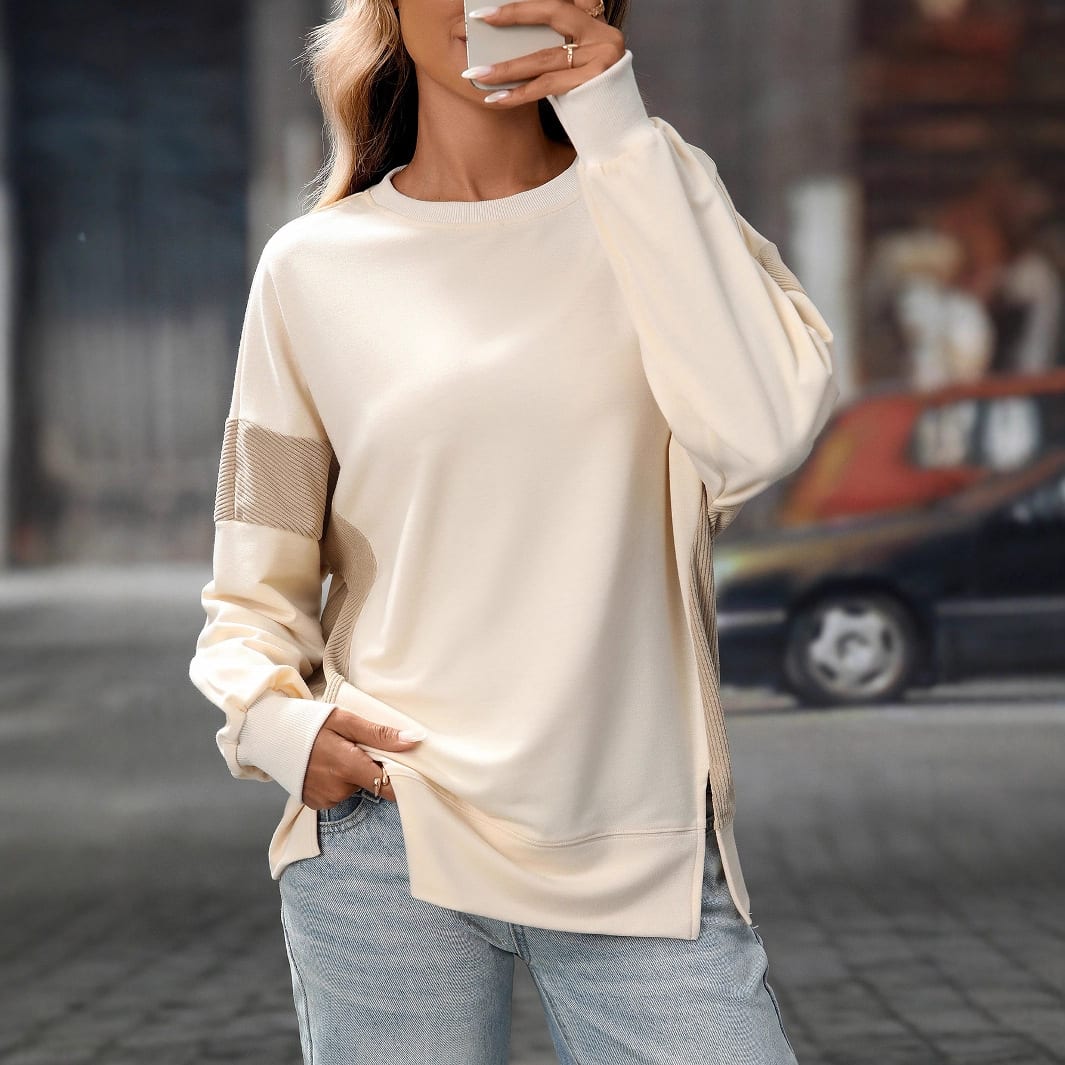 Round Neck Multicolor Round Neck All-matching Casual Loose Sweatshirt view 6