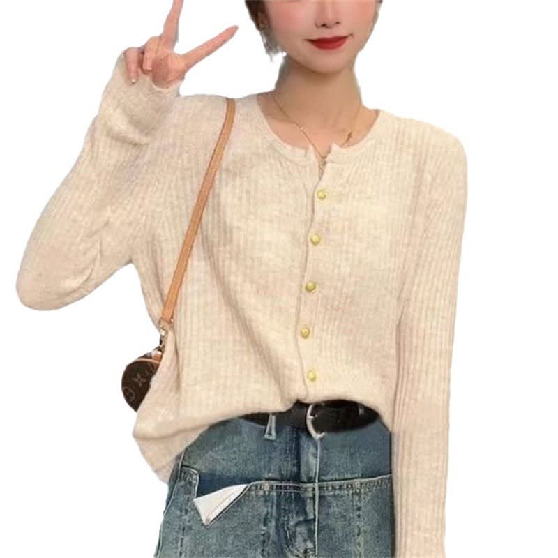 Soft Round Neck Gentle Simple Slim Fit Sweater Thin Coat view 8