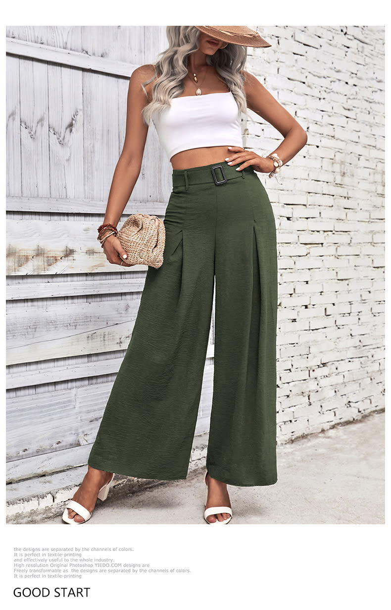 Foreign Trade High Waist Wide Leg Casual Trousers view 20