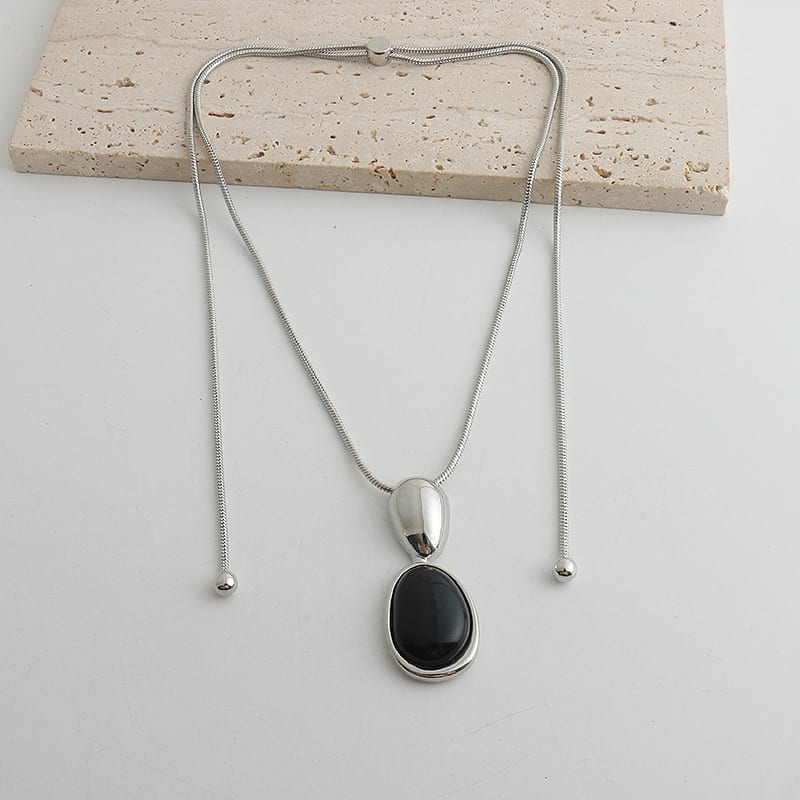 New Chinese Style Accessories Irregular Stitching Black Onyx Necklace Women view 4