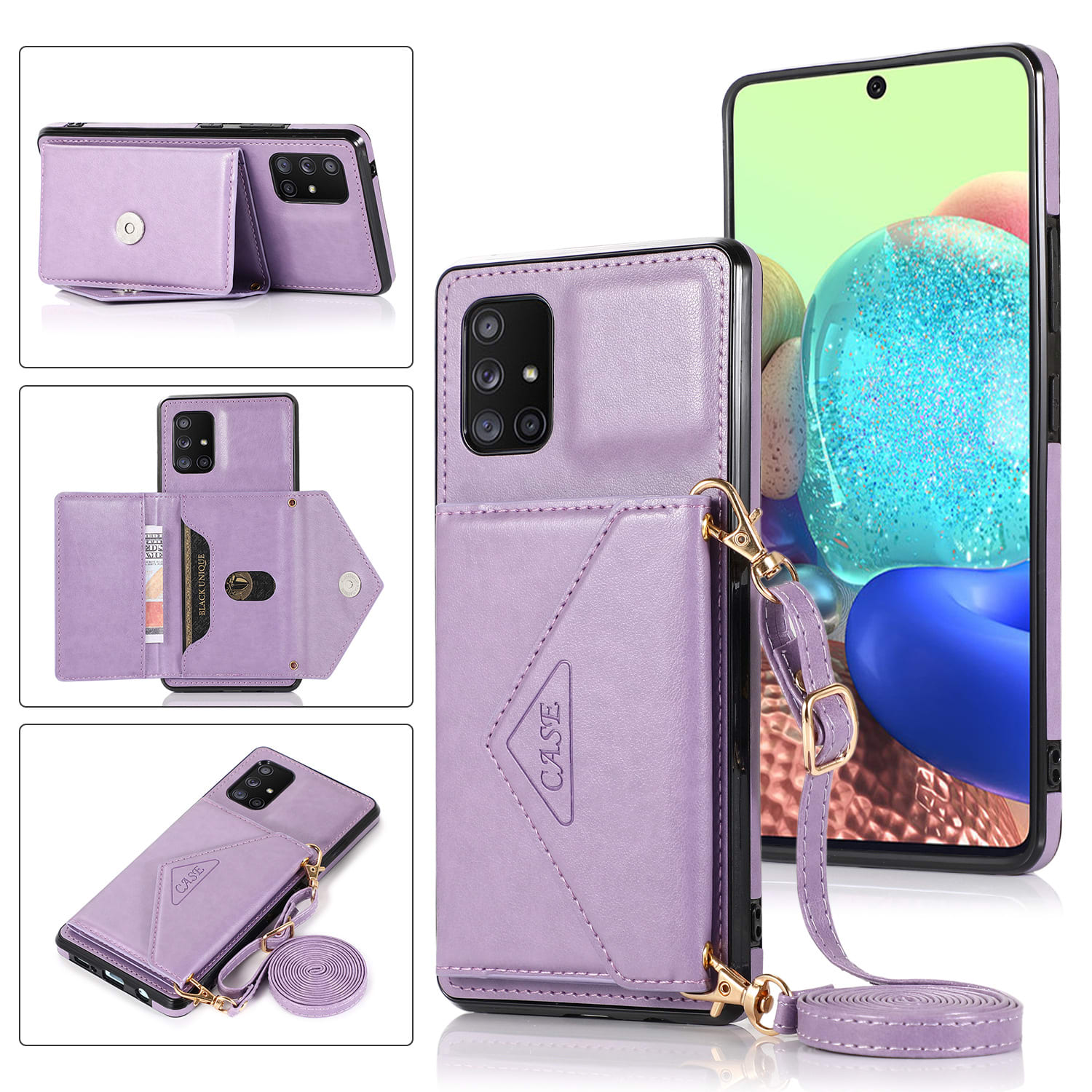 Triangle Slope Over One Shoulder Mobile Phone Multi-function Cover Wallet Card Leather Case view 8