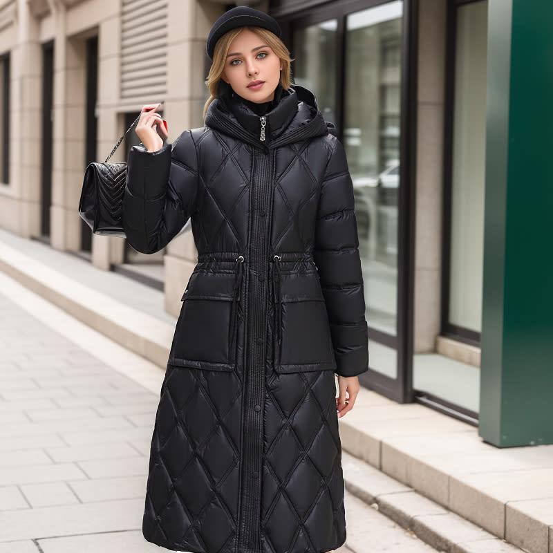 Thick Mid-length Below The Knee Hooded Winter Women's Down Jacket view 2
