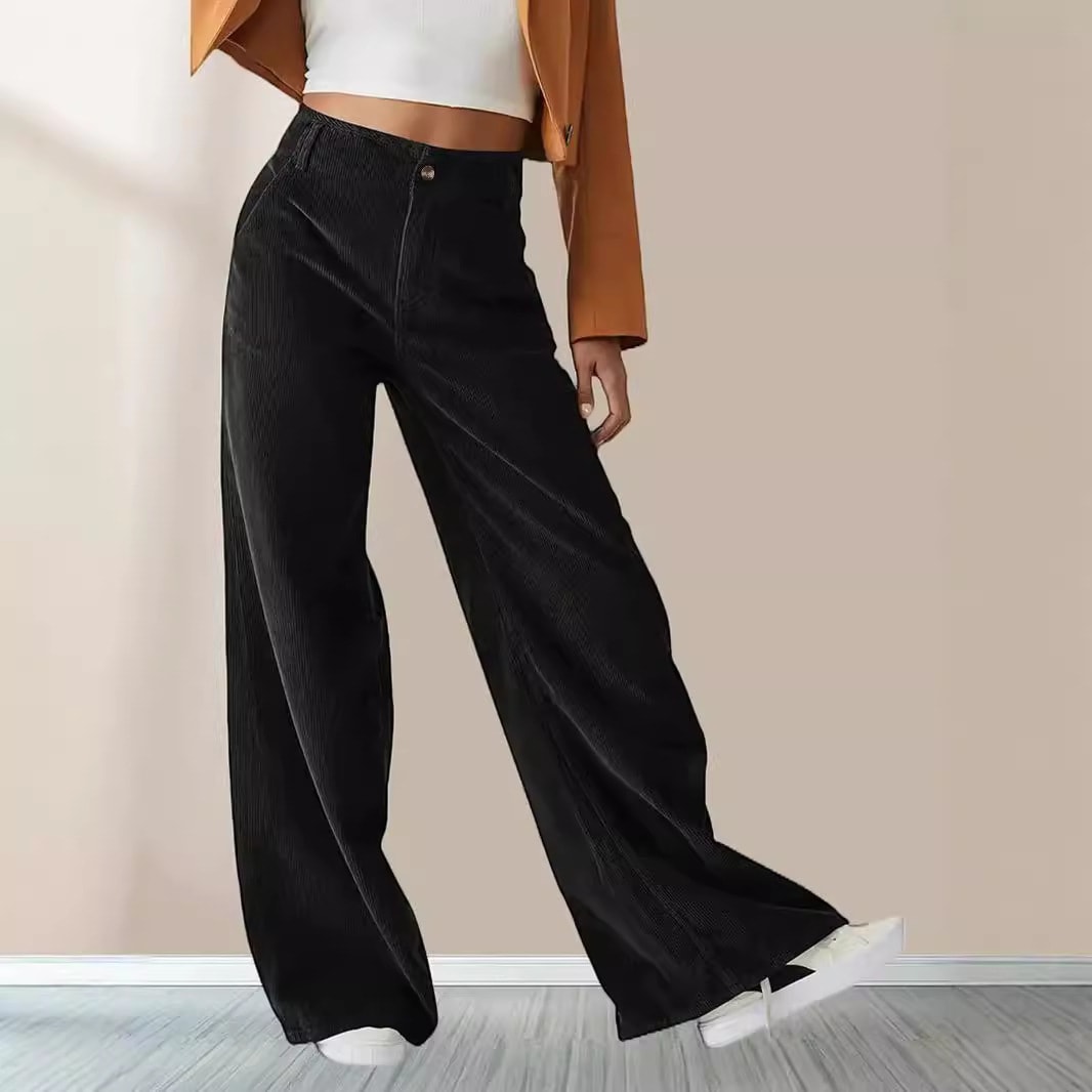 High Waist Drooping Slimming Casual Straight Pants Women's Trousers view 5