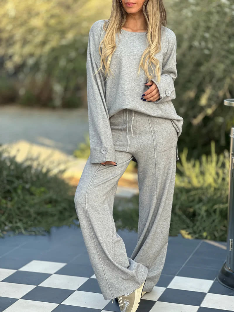 New Fashion Casual Suit Solid Color Long Sleeve Wide Leg view 1