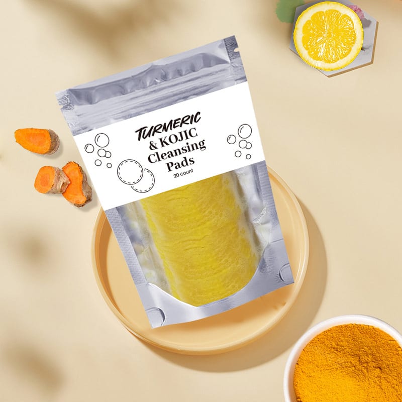 Turmeric Exfoliating Cleansing Pads Compressed Facial Sponges Skin Care Tools For Face Clogged Pores Excess Oil Cleansing view 3