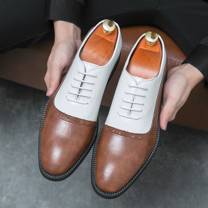 Men's Business Double Color Block Leather Shoes view 23