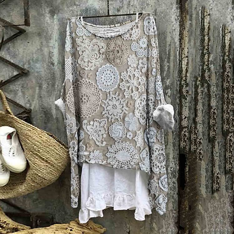 New Casual Long Sleeve Loose Printed Women's T-shirt view 9