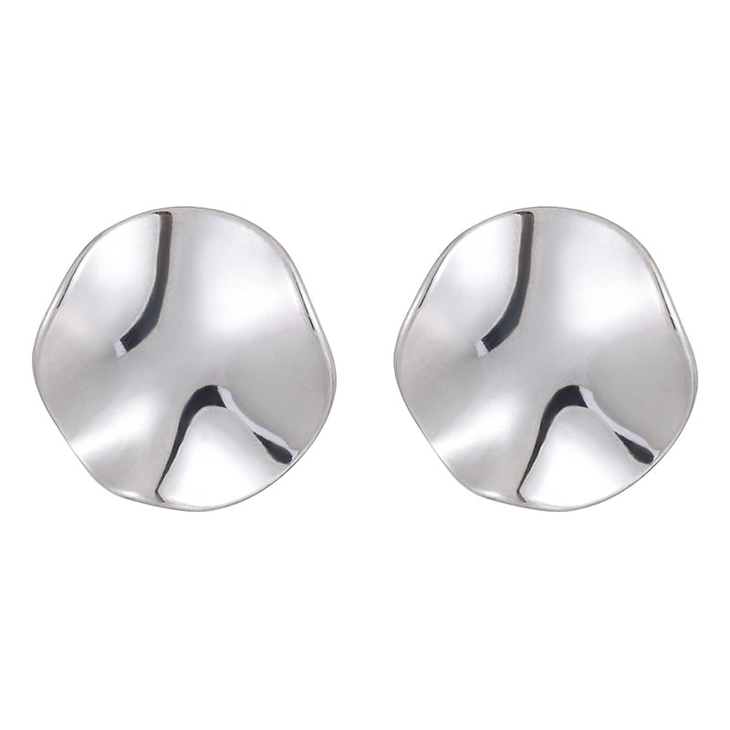 Large Round Glossy Stud Earrings Stainless Steel view 5