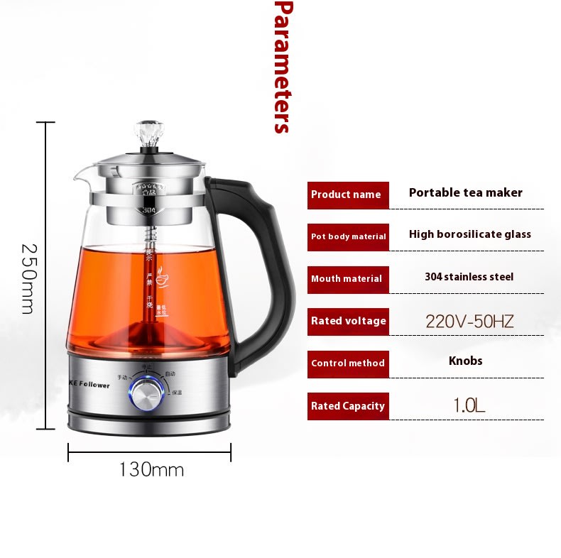 110v American Standard Household Tea Boiler Steam Spray Black Teapot Glass Electric Kettle Coffee Pot view 17