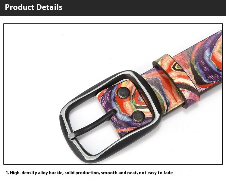 Pure Cowhide Printed Rainbow Graffiti Leather Decorative Belt view 10