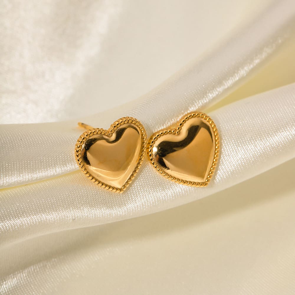 Ruth Heart Gold Earrings view 2