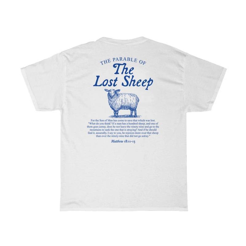Women Lost Sheep Back Print Bible Verse T-Shirts Christian view 9