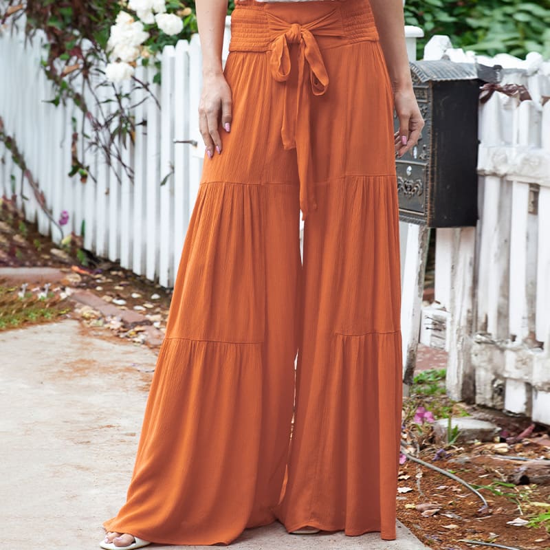 Fashionable Waist Smocking Bundle Trousers For Women view 8