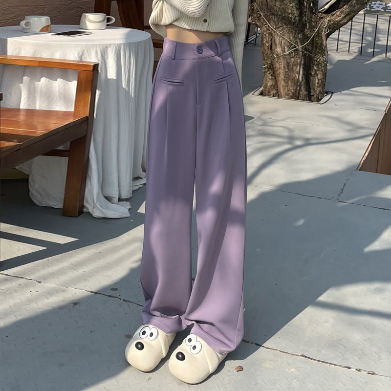 Casual High Waist Drooping Suit Mopping Purple Pants view 9