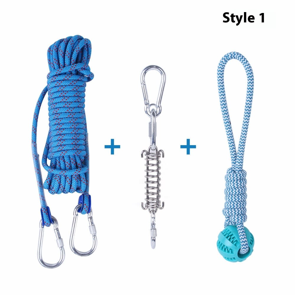 Outdoor Funny Dog Toy Stainless Steel Spring Suspension Cotton String Households Outdoor Toy Training view 2