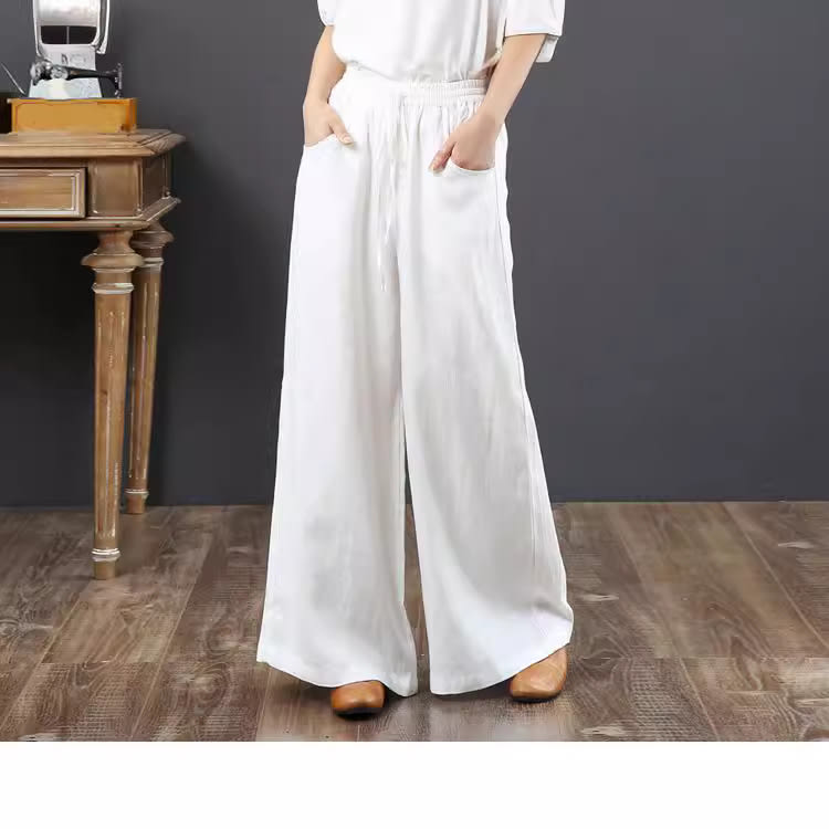 Linen Fabric Women's Wide-leg Pants Casual Yoga view 6