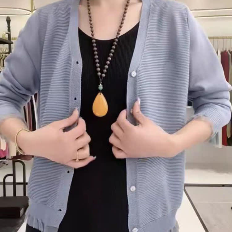 Solid Color Thin Ice Silk Air Conditioning Shirt Loose Casual view 8