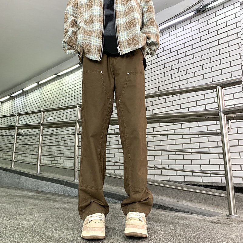 Double-knee Willow Logging Overalls Men's Loose Straight Casual Pants view 3