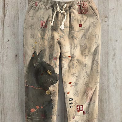 Men's Loose Casual Straight-leg 3D Printed High Waist Wide Leg Pants view 10