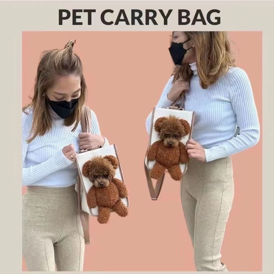 Creative Pet Carry Bag Large Capacity Outdoor One-Shoulder Tilt Straddle Tote Cat Bag Small Dog Brown Bear Bag Pet Products view 15