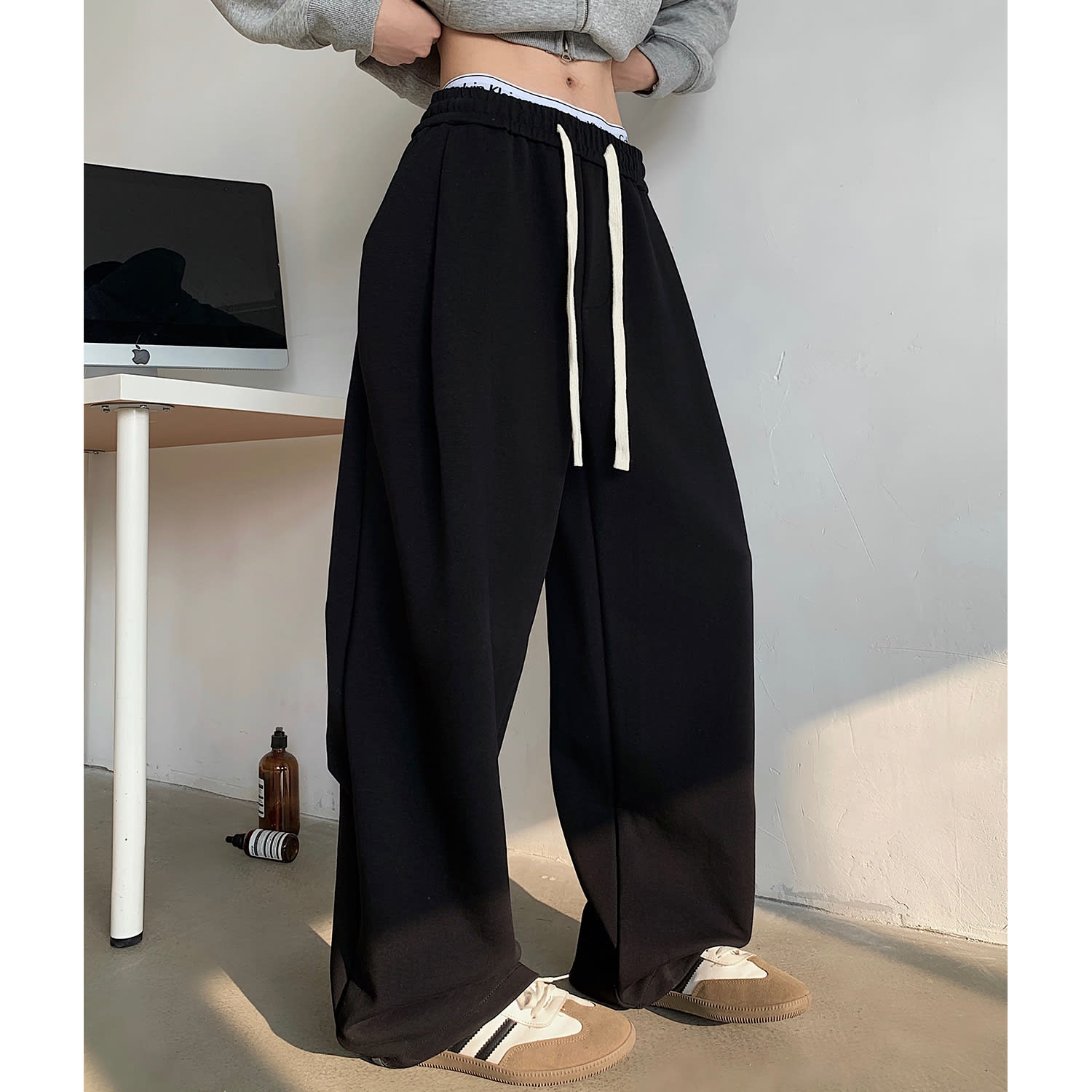 Plus Size Fleece-lined Heavy Loose Track Pants view 2