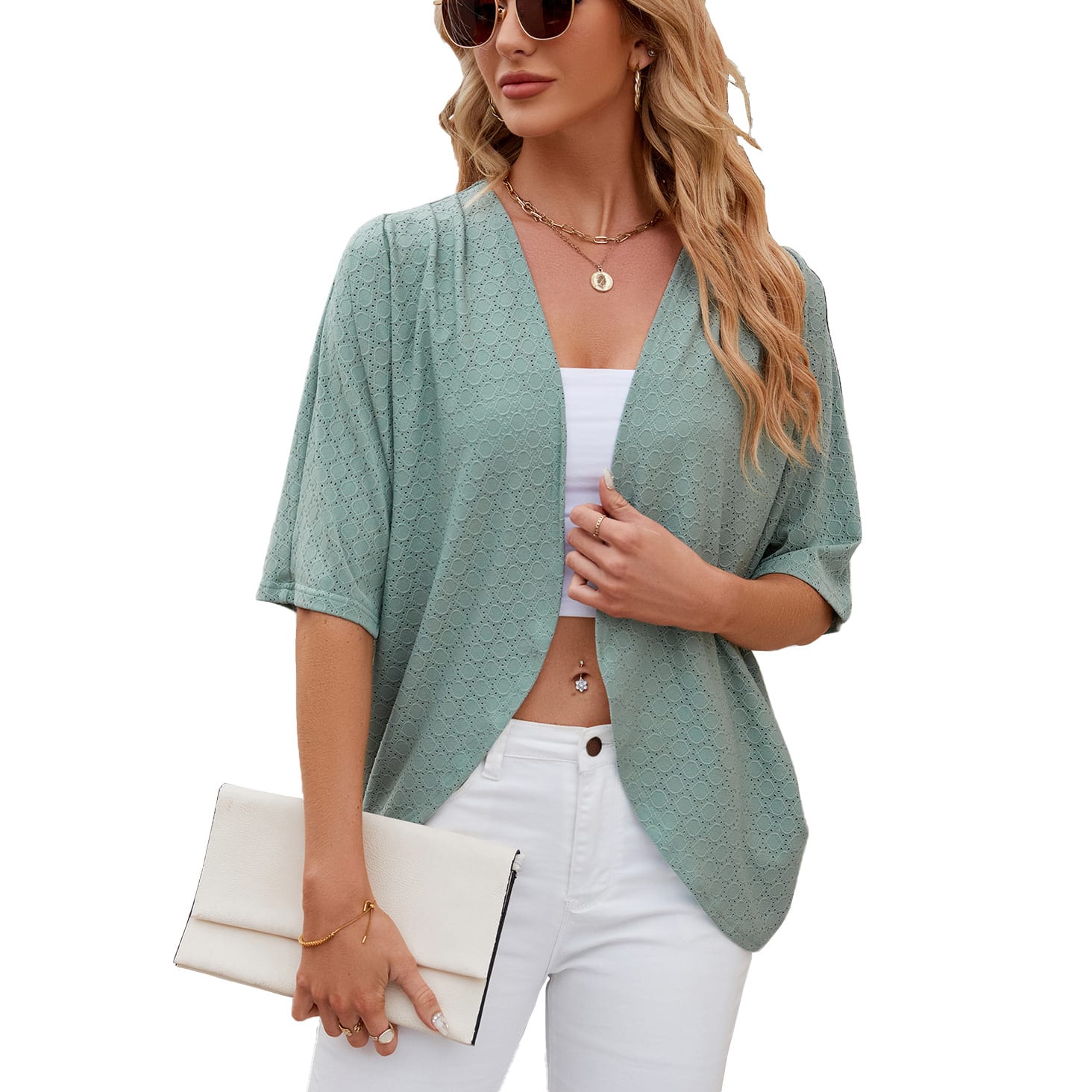 Half Sleeves Cardigan Knitted Cardigan Coat Office Cardigan view 8