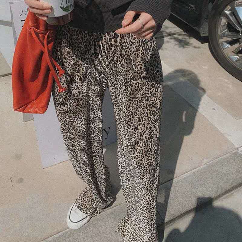 Summer Chiffon Leopard Print Loose Plus Size Casual Wide-leg Pants view 13
