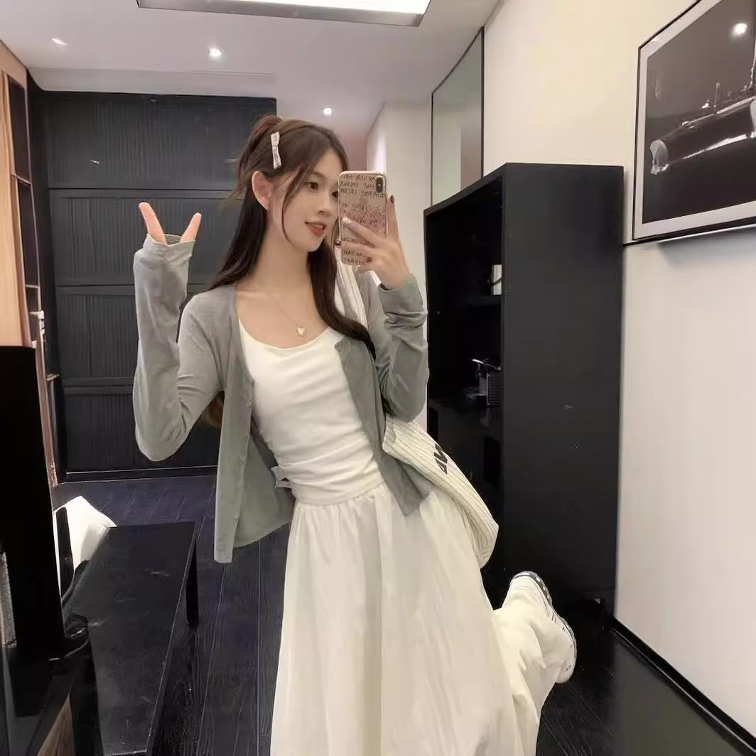 White Skirt Cardigan Three-piece Set Summer view 6