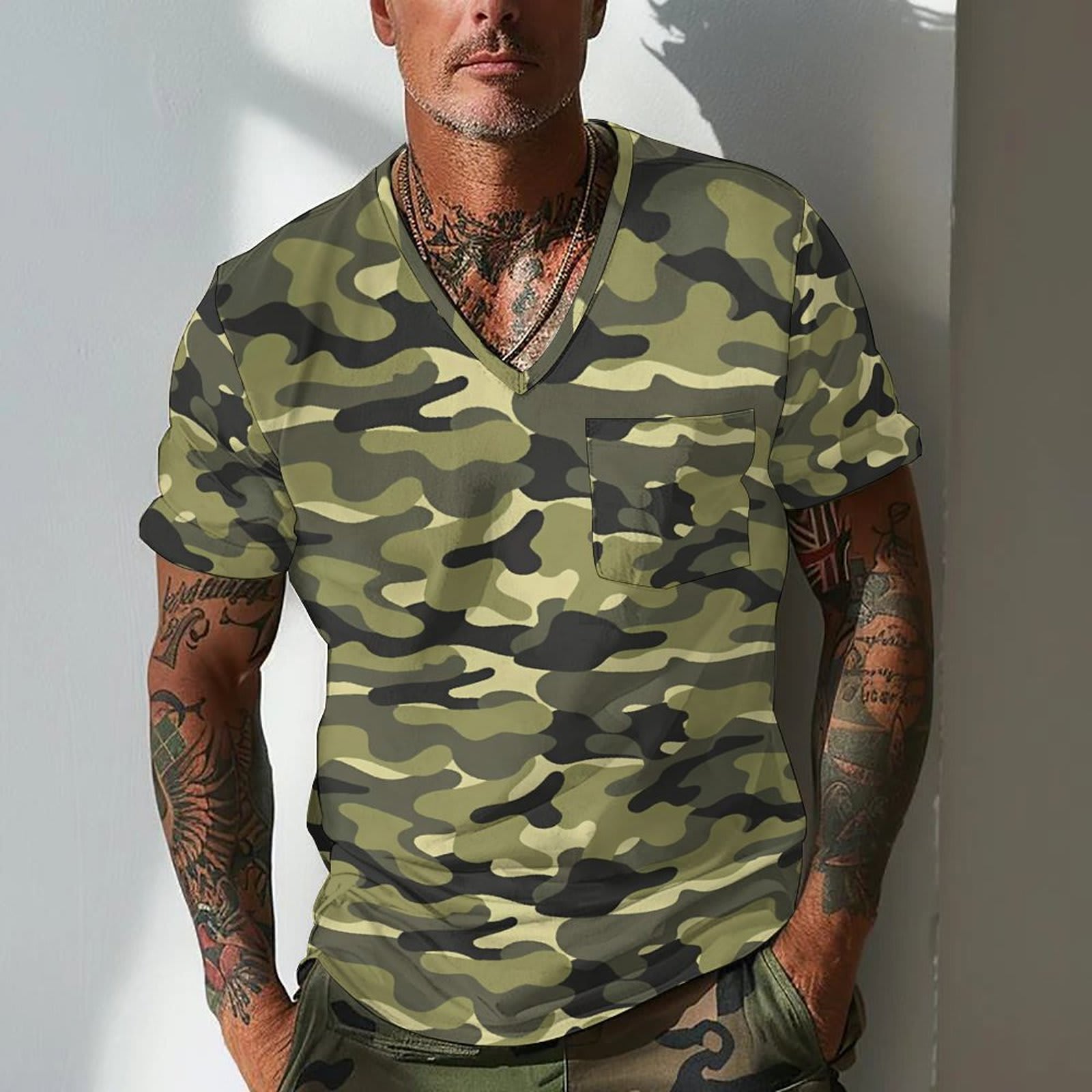 Summer Men's Design Camouflage Breathable Loose Fashion Short Sleeve view 3