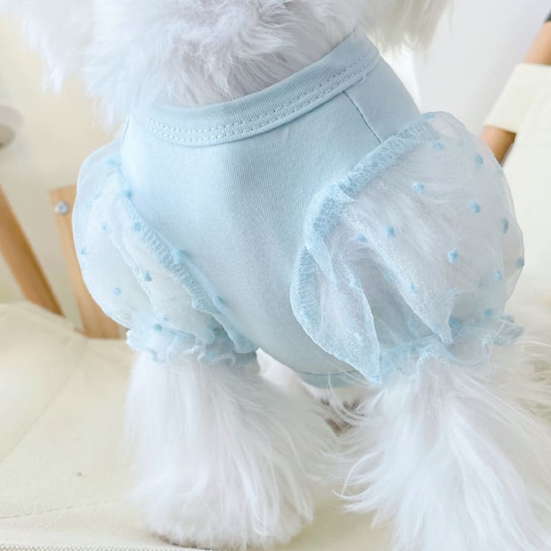 Mesh Puff Sleeve Pet Clothes Puppy Dog Teddy Bichon Pomeranian VIP Schnauzer view 3